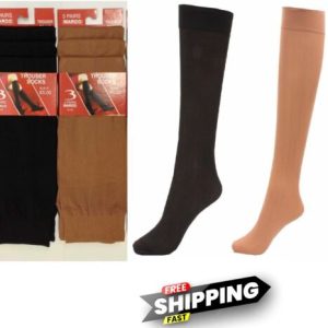 3 Pairs Ladies Knee High Pop Socks Trouser Tights 80 Denier Adults Black Or Tan