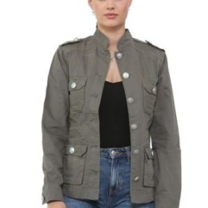 Women’s Multi Pocket Military Jacket – Stylish RAW Look Summer Outerwear