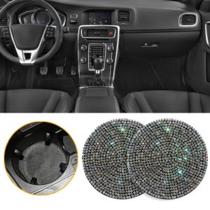 2x Bling Car Interior Accessories For Women Bling Cup Holder Insert Coaster Pad