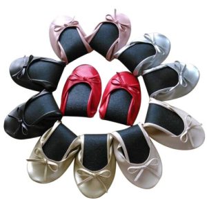 ROLL UP FOLD PUMPS FLATS AFTER PARTY SHOES POCKET FREE BAG FOLDABLE