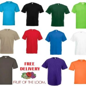 1,3,5 Pack T-Shirt Fruit of the Loom 100% Cotton Plain Blank Men’s Women VARIOUS