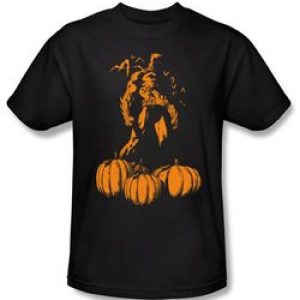 Batman T-Shirt – A Bat Among Pumpkins Adult Black Tee