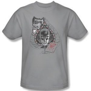 Batman T-Shirt – Batman’s Face Adult Silver Gray Tee