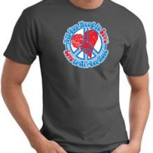 Peace Sign T-shirt – All You Need Is Love Adult Tee – Charcoal