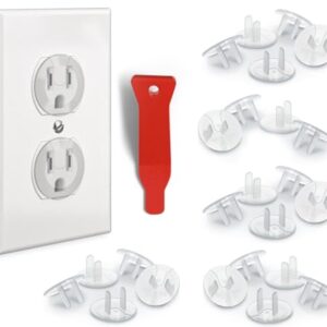24 Pack Outlet Covers & Removal Tool Baby Proofing, Provide Shock Prevention and Easy Installation, Safe and Secure Plastic Plug Covers for Power Sockets (24 Outlet Covers)
