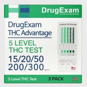 3 Pack – DrugExam Multi Drug Screen Test. Testing for THC/Marijuana in Urine. Detailed Instrustions Included. (3)