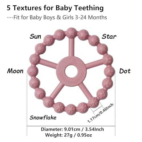 3 Pack Ring Teether Baby Infant Toys, Baby Essentials, Silicone Teething Ring Toys for Babies 0-6 Months, Seposeve Toddler Teethers 6-12 Months 12-24 Months, Infant Teething Relief, Purple Pink White - Image 4