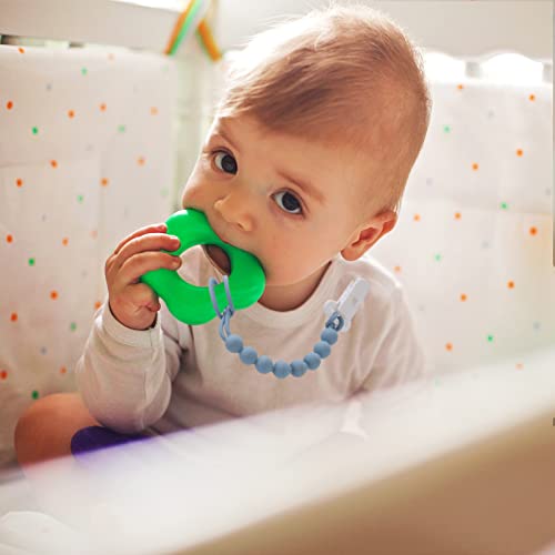 4-Pack Silicone Pacifier Clips with One-Piece Beads for Baby Boys and Girls - Flexible and Rust-Free Holders for Teething Relief and Baby Essentials, Safe for Newborns (Grey) - Image 7