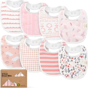 8-Pack Organic Baby Bibs for Boys, Girls – Soft Cotton Drooling and Teething Bibs for Baby Girl & Boy, Extra Absorbent, Easy To Clean & Put On for Toddler, Newborn, Infant 0-24 Months (Sweet Charm)