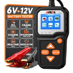ANCEL BA301 6V 12V Car Battery Tester, 100-2000 CCA Automotive Load Tester Alternator Tester Auto Digital Battery Analyzer Cranking and Charging System Test Tool for Motorcycle Car Boat Truck SUV ATV