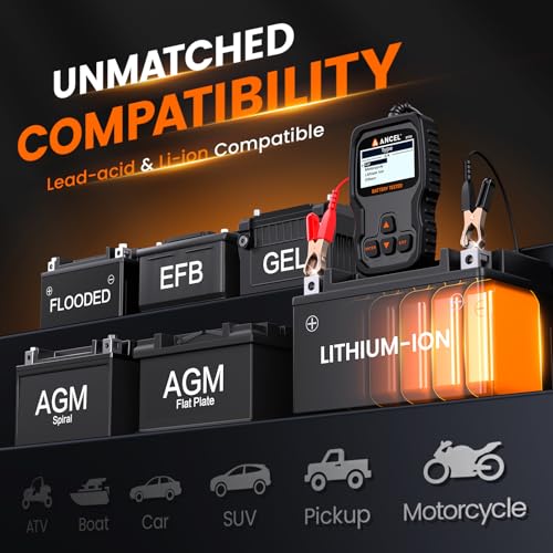 ANCEL BT310 12V 24V Car Battery Tester 100-2000 CCA Battery Load Tester for Lead-Acid & Lithium Batteries, Digital Analyzer Tests Cranking & Charging, Compatible with Car Truck Motorcycle ATV Boat - Image 6