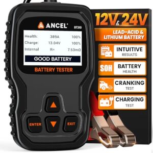 ANCEL BT310 12V 24V Car Battery Tester 100-2000 CCA Battery Load Tester for Lead-Acid & Lithium Batteries, Digital Analyzer Tests Cranking & Charging, Compatible with Car Truck Motorcycle ATV Boat