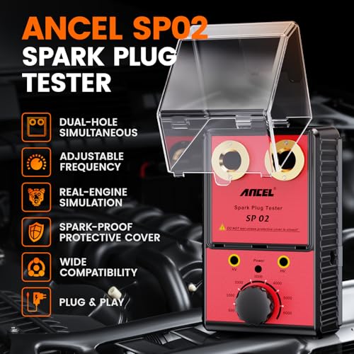 ANCEL SP02 Spark Plug Tester Automotive Engine Ignition Coil Tester Dual Holes 0 to 6000RPM Adjustable Working Frequency Car Spark Plug Gap Tool - Image 3