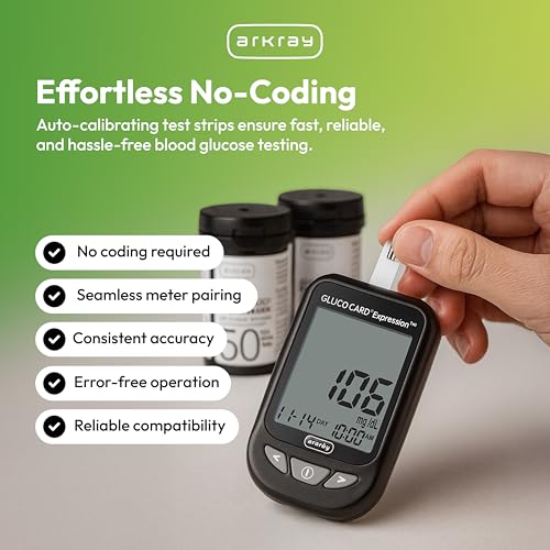 ARKRAY GLUCOCARD Expression Blood Glucose Test Strips - No Coding, 0.8 Microliter & Fast 6-Second Results - Compatible with GLUCOCARD Expression Blood Glucose Meter - 50 Count - Image 5