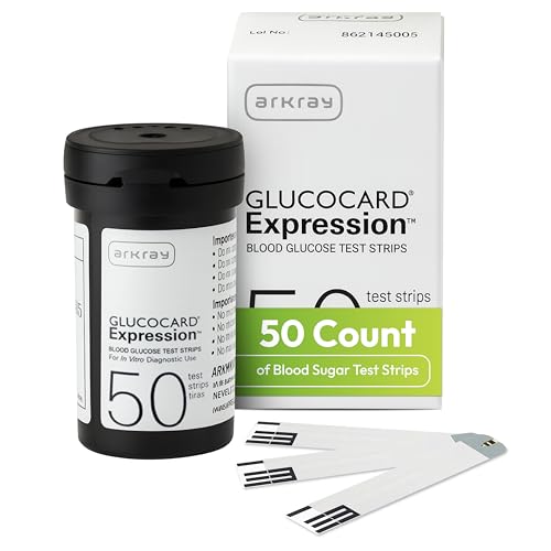 ARKRAY GLUCOCARD Expression Blood Glucose Test Strips - No Coding, 0.8 Microliter & Fast 6-Second Results - Compatible with GLUCOCARD Expression Blood Glucose Meter - 50 Count