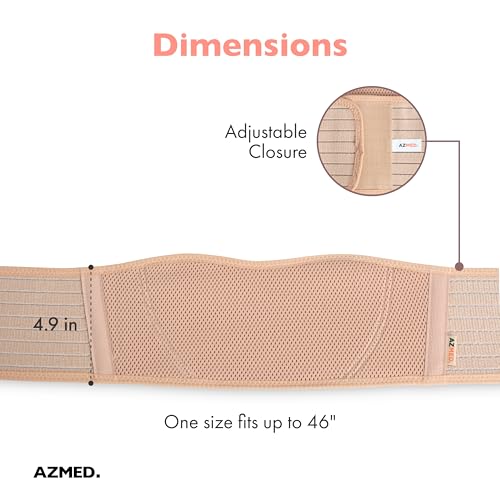 AZMED Maternity Belt Back Support - Adjustable Abdominal Binder for Pregnancy - Belly Band for Pelvic, Waist & Lower Back Comfort - Fits Up to 46 Inches - Beige - Image 4