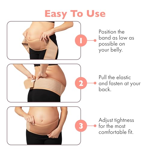 AZMED Maternity Belt Back Support - Adjustable Abdominal Binder for Pregnancy - Belly Band for Pelvic, Waist & Lower Back Comfort - Fits Up to 46 Inches - Beige - Image 7