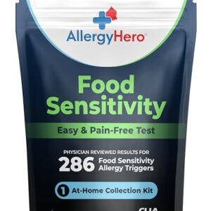 AllergyHero Comprehensive Food Sensitivity Test Kit for Adults & Kids – Easy At-Home Use, Evaluates 286 Foods & Beverages and Identifies Dietary Triggers, Helps with Precise Dietary Choices & Wellness