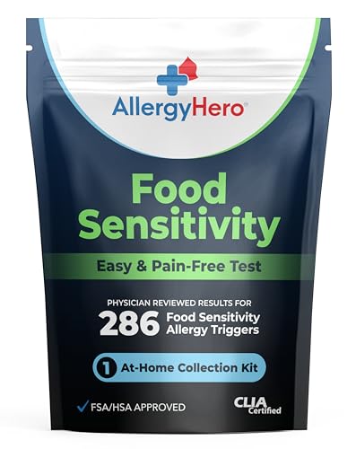 AllergyHero Comprehensive Food Sensitivity Test Kit for Adults & Kids – Easy At-Home Use, Evaluates 286 Foods & Beverages and Identifies Dietary Triggers, Helps with Precise Dietary Choices & Wellness