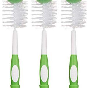 Amazon Brand – Mama Bear Baby Bottle Brush with Nipple Cleaner and Suction Cup Stand, White (Pack of 3)