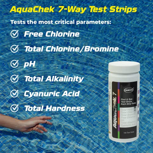 AquaChek 7-Way Pool and Spa Test Strips - Silver Pool Test Strips For pH, Total Chlorine, Free Chlorine, Bromine, Alkalinity, Total Hardness, and Cyanuric Acid - Water Quality Testing Kit (100 Strips) - Image 4