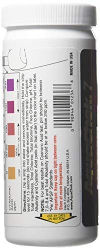 AquaChek 7-Way Pool and Spa Test Strips - Silver Pool Test Strips For pH, Total Chlorine, Free Chlorine, Bromine, Alkalinity, Total Hardness, and Cyanuric Acid - Water Quality Testing Kit (100 Strips) - Image 6