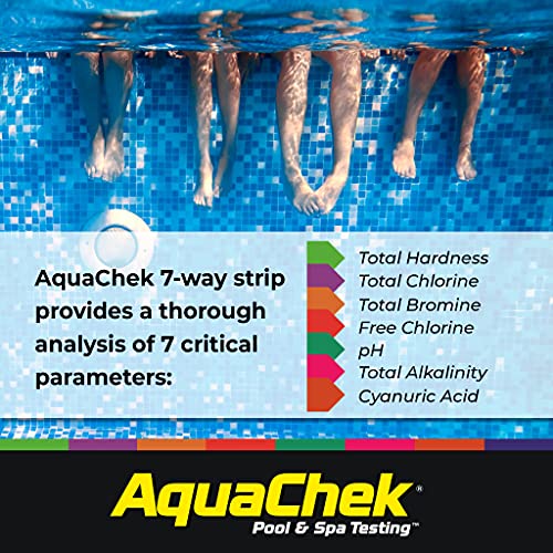 AquaChek 7-Way Pool and Spa Test Strips - Silver Pool Test Strips For pH, Total Chlorine, Free Chlorine, Bromine, Alkalinity, Total Hardness, and Cyanuric Acid - Water Quality Testing Kit (100 Strips) - Image 7
