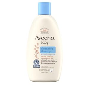 Aveeno Baby Cleansing Therapy Moisturizing Baby Body Wash with Natural Oatmeal & ProVitamin B5, Gentle Tear-Free Baby Bath Wash for Sensitive & Eczema-Prone Skin, Hypoallergenic, 8 oz