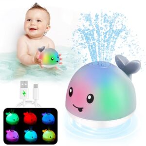 Baby Bath Toys, Toddler Bath Toys for Kids Ages 1-3, Valentines Day Gifts for Babies, 1 2 3 Year Boy Girl Gifts Baby Toy 6-12-18 Months Light Up Whale Bath Toy Sprinkler Bathtub Pool Water Toy