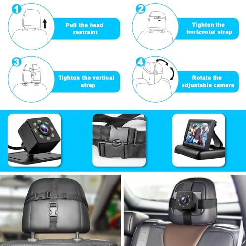 Baby Car Mirror with 4.3'' HD Night Vision Function Display, Safety Car Seat Camera with Wide Crystal Clear View, Easily Observe The Baby’s Move(Not USB) - Image 3