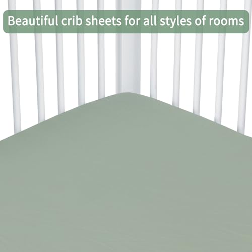 Baby Crib Sheets for Boys Girls, 2 Pack Fitted Crib Sheet for Standard Crib and Toddler Mattress, Soft Microfiber Baby Sheet 52x28x8in (Brown & Green) - Image 6