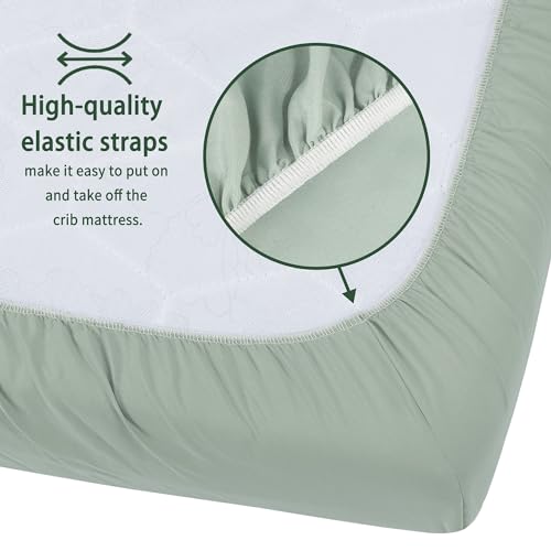 Baby Crib Sheets for Boys Girls, 2 Pack Fitted Crib Sheet for Standard Crib and Toddler Mattress, Soft Microfiber Baby Sheet 52x28x8in (Brown & Green) - Image 7
