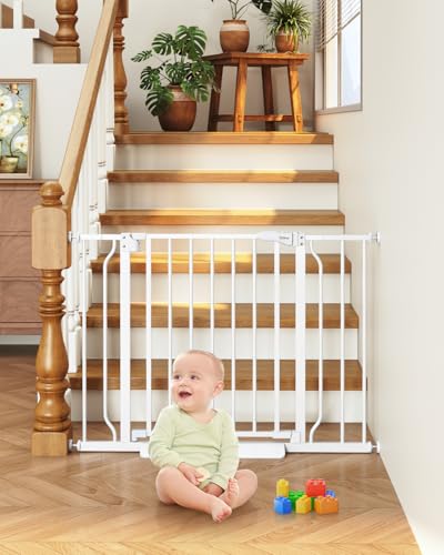 Baby Gate No Drilling, 29"-40" Auto Close Dog Gate Indoor for Doorways & Stairs, Pressure Mounted Adjustable Pet Gate, Easy Walk Through Child Gate for Children & Pets Stroller Friendly, White - Image 4