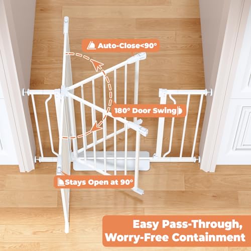 Baby Gate No Drilling, 29"-40" Auto Close Dog Gate Indoor for Doorways & Stairs, Pressure Mounted Adjustable Pet Gate, Easy Walk Through Child Gate for Children & Pets Stroller Friendly, White - Image 5