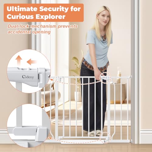Baby Gate No Drilling, 29"-40" Auto Close Dog Gate Indoor for Doorways & Stairs, Pressure Mounted Adjustable Pet Gate, Easy Walk Through Child Gate for Children & Pets Stroller Friendly, White - Image 6