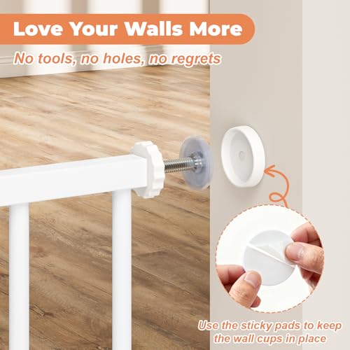 Baby Gate No Drilling, 29"-40" Auto Close Dog Gate Indoor for Doorways & Stairs, Pressure Mounted Adjustable Pet Gate, Easy Walk Through Child Gate for Children & Pets Stroller Friendly, White - Image 7