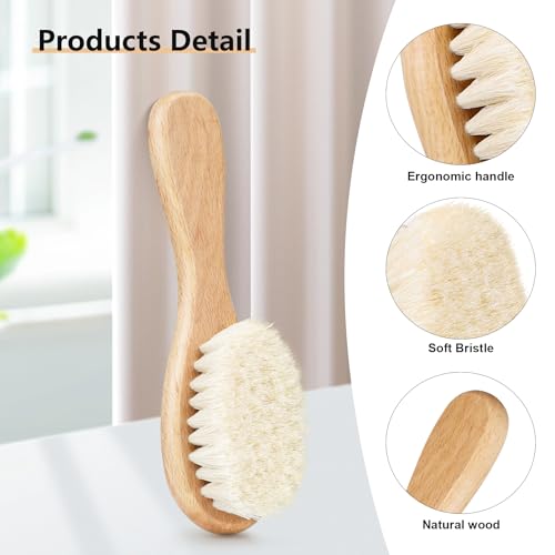 Baby Hair Brush, Wooden Goat Bristles Hair Brush for Newborns & Toddlers, Ideal for Cradle Cap, Perfect Baby Registry Gift, Hypoallergenic, 1 Count - Image 4