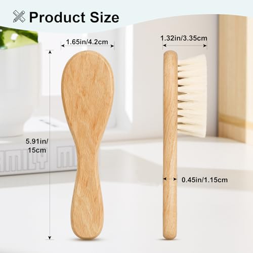 Baby Hair Brush, Wooden Goat Bristles Hair Brush for Newborns & Toddlers, Ideal for Cradle Cap, Perfect Baby Registry Gift, Hypoallergenic, 1 Count - Image 5