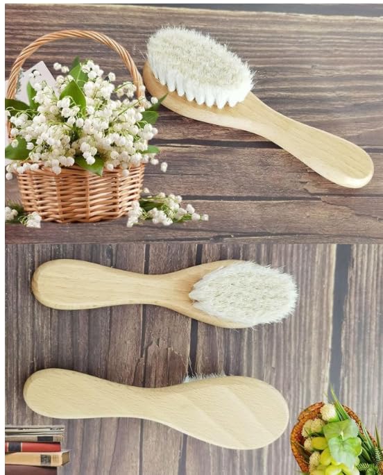 Baby Hair Brush, Wooden Goat Bristles Hair Brush for Newborns & Toddlers, Ideal for Cradle Cap, Perfect Baby Registry Gift, Hypoallergenic, 1 Count - Image 6