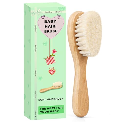 Baby Hair Brush, Wooden Goat Bristles Hair Brush for Newborns & Toddlers, Ideal for Cradle Cap, Perfect Baby Registry Gift, Hypoallergenic, 1 Count