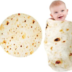 Burrito Baby Blanket, Tortilla Swaddle Blanket, Taco Blanket for Newborn Toddler, 285 GSM Soft Flannel Wearable Wrap Funny Gifts for Baby Shower & First Christmas Boy Girl 0-3 6 9 Months