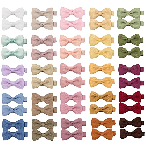 CÉLLOT Baby Hair Clips 50PCS Baby Girls Fully Lined Baby Bows Hair Pins Tiny 2" Hair Bows Alligator Clips for Baby Girls Infants Toddlers in Pairs - Image 3