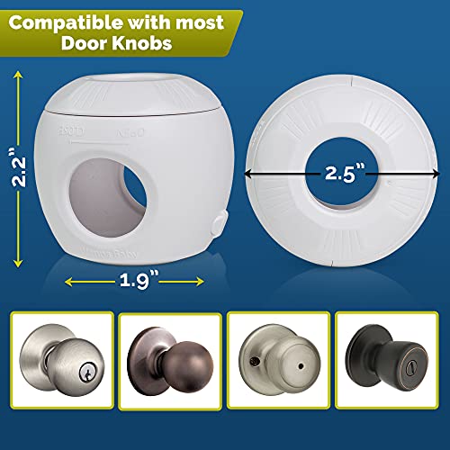 Child Safety Door Knob Cover (4 Pack) Hard-to-Remove Dual-Lock Door Handle Covers for Kids - Reusable Baby Proof Door Knob Locks - Installs Easily, No Tools Needed (White) - Image 3