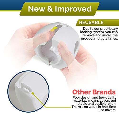 Child Safety Door Knob Cover (4 Pack) Hard-to-Remove Dual-Lock Door Handle Covers for Kids - Reusable Baby Proof Door Knob Locks - Installs Easily, No Tools Needed (White) - Image 6