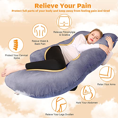 Chilling Home Pregnancy Pillow, U Shaped Full Body Maternity Pillow 58 inch, Pregnant Women Must Haves Pregnancy Pillows for Sleeping with Removable Cover - Image 4