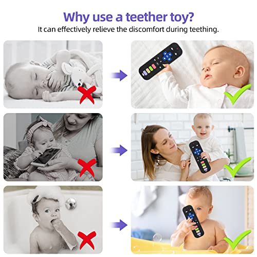 Chuya Baby Teether Toy Chew Toys for Babies 3-24 Months TV Remote Control Shape Teething Relief for Infants (Black) - Image 5