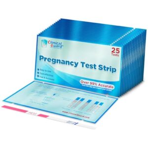Clinical Guard 25 Pregnancy Tests Strips – Sensitive & Accurate Measurement Within 5 mins – Early Detection Pregnancy Test Strip – Easy to Use for Home Tests – HCG Test Strip
