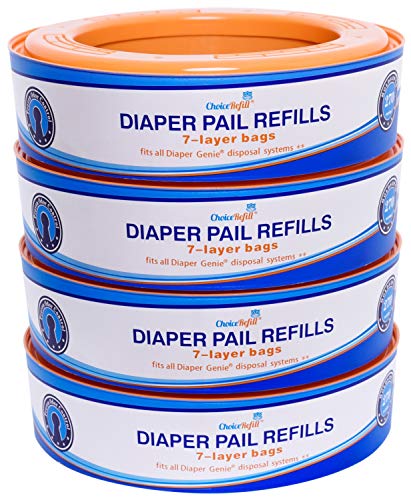 Compatible with Diaper Genie Pails, 4-Pack, 1300count