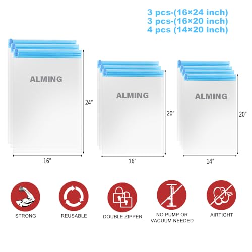 Compression Bags - Travel Accessories - 10 Pack Space Saver Bags - No Vacuum or Pump Needed - Vacuum Storage Bags for Travel Essentials - Home Packing-Organizers (Blue) - Image 5