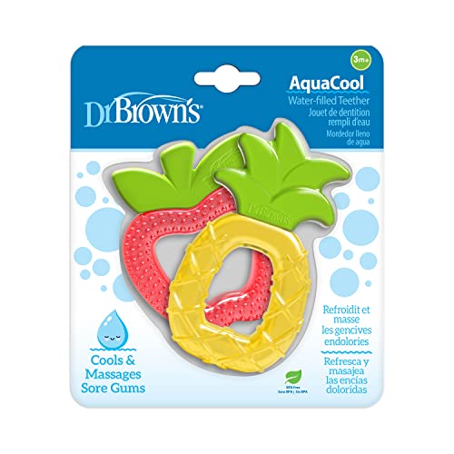 Dr. Brown's AquaCool Water-Filled Teether, Cooling Baby Teether Toy for Sore Gums, Apple Pineapple, BPA Free, 3m+, 2-Pack - Image 4